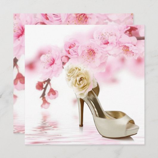 Kirschblüte Rosa Sakura Brautparty Einladung (Vorne/Hinten)