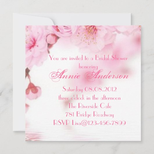 Kirschblüte Rosa Sakura Brautparty Einladung (Rückseite)