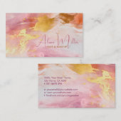 Kirschblüte Rosa Wasserfarbe und Gold Visitenkarte (Vorne/Hinten)