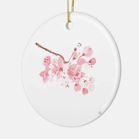 Kirschblüte Rosa Wasserfarbenwelt Sakura Keramik Ornament (Links)