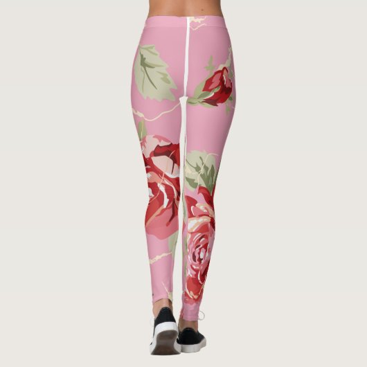 Kirschblüte Rote Blüte Rose Party Leggings (Rückseite)