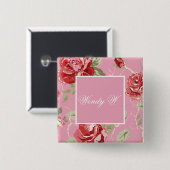 Kirschblüte rote Rose Blume Button (Vorne & Hinten)