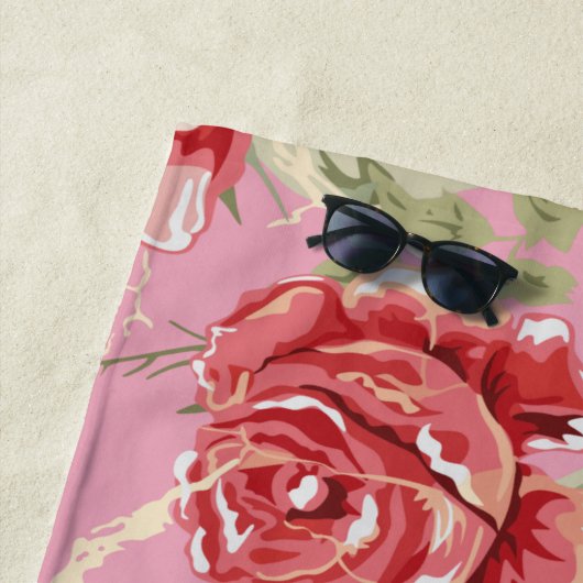 Kirschblüte rote Rose Strandtuch (Beispiel)