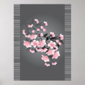 Kirschblüte (Sakura) auf grauem Hintergrund Poster (Vorne)