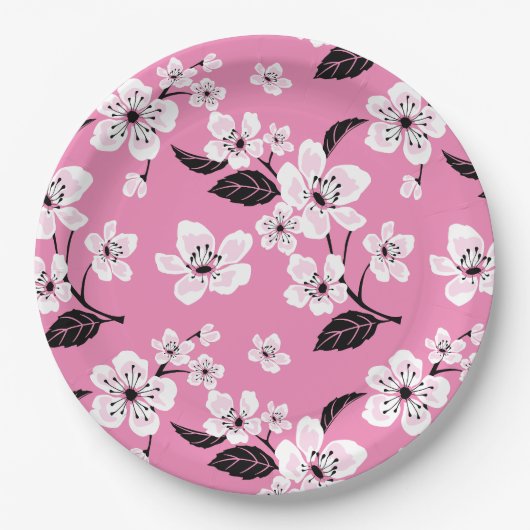 KIRSCHBLÜTE - SAKURA (HELLROSA) PAPPTELLER (Vorderseite)