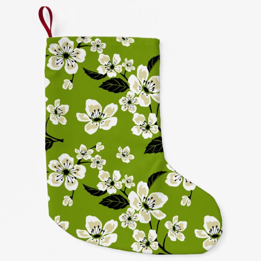 KIRSCHBLÜTE - SAKURA (MATCHA-GRÜN) KLEINER WEIHNACHTSSTRUMPF (Vorderseite)