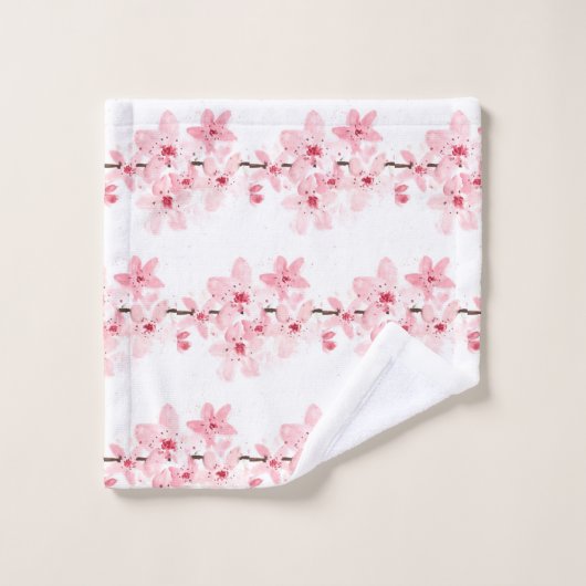 Kirschblüte Sakura Pink Floral Japanisch Asien Ba Badhandtuch Set (Waschlappen)
