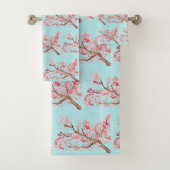 Kirschblüte Sakura Pink Floral Japanisches Asien Badhandtuch Set (Insitu)