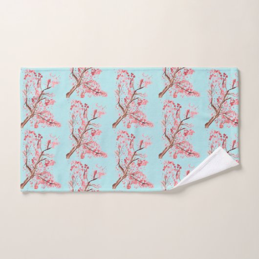 Kirschblüte Sakura Pink Floral Japanisches Asien Badhandtuch Set (Handtuch)