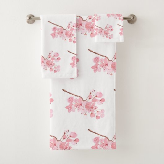 Kirschblüte Sakura Pink Floral Japanisches Asien Badhandtuch Set (Insitu)