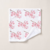 Kirschblüte Sakura Pink Floral Japanisches Asien Badhandtuch Set (Waschlappen)