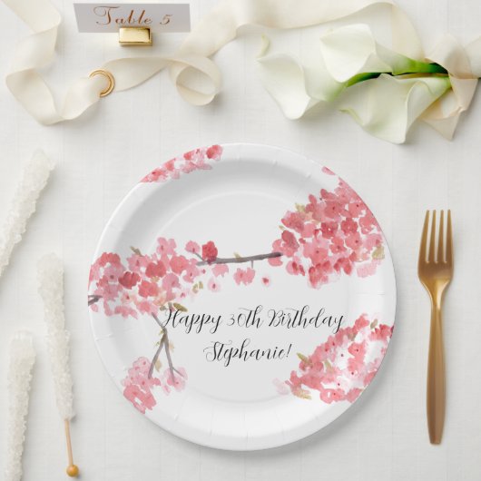 Kirschblüte Sakura Pink Hübsch Geburtstag Pappteller (Hochzeit)