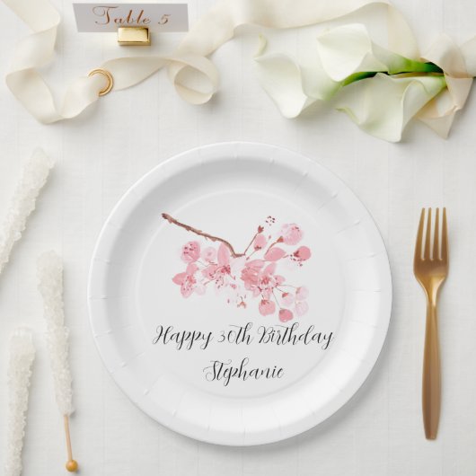 Kirschblüte Sakura Pink Hübsch Geburtstag Pappteller (Hochzeit)