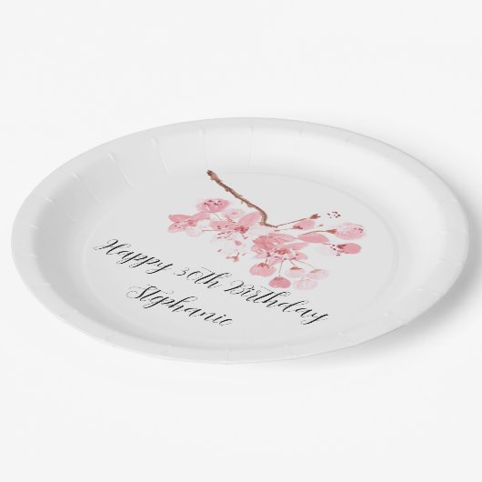 Kirschblüte Sakura Pink Hübsch Geburtstag Pappteller (Schrägansicht)