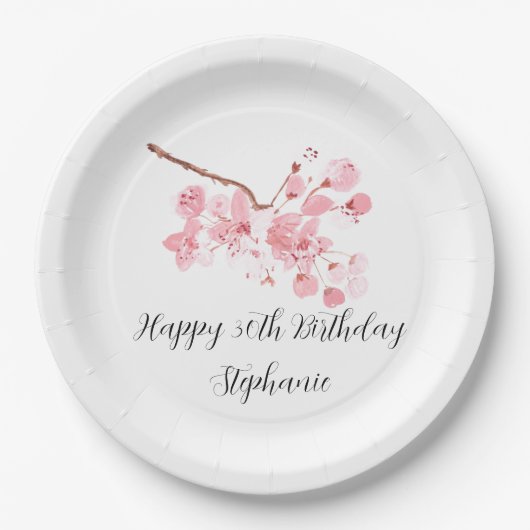 Kirschblüte Sakura Pink Hübsch Geburtstag Pappteller (Vorderseite)