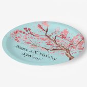 Kirschblüte Sakura Pink Türkis Geburtstag Pappteller (Schrägansicht)