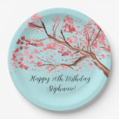 Kirschblüte Sakura Pink Türkis Geburtstag Pappteller (Vorderseite)