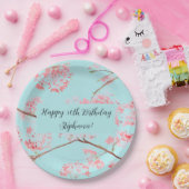 Kirschblüte Sakura Pink Türkis Geburtstag Pappteller (Party)