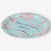 Kirschblüte Sakura Pink Türkis Geburtstag Pappteller (Schrägansicht)