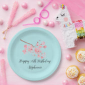 Kirschblüte Sakura Pink Türkis Geburtstag Pappteller (Party)