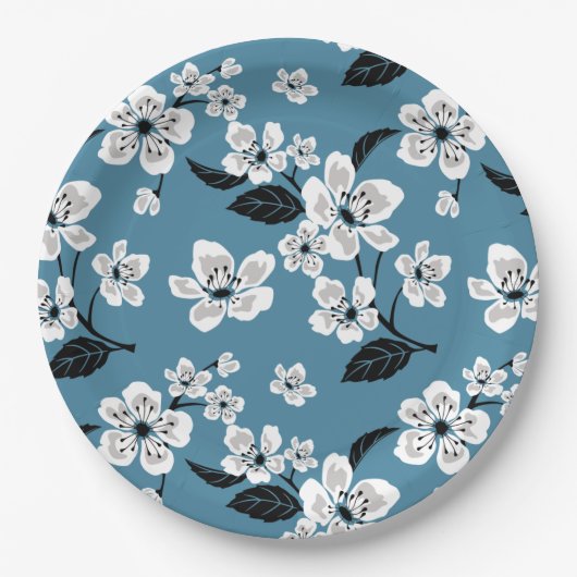 KIRSCHBLÜTE - SAKURA (RAUCHBLAU) PAPPTELLER (Vorderseite)