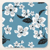KIRSCHBLÜTE - SAKURA (RAUCHBLAU) RECHTECKIGER PAPPUNTERSETZER (Vorderseite)