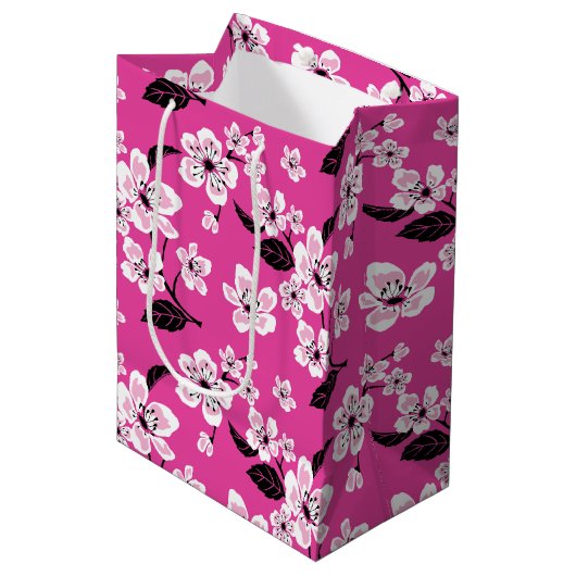 KIRSCHBLÜTE - SAKURA (ROSA) MITTLERE GESCHENKTÜTE (Vorderseite Schrägansicht)