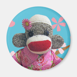 Kirschblüte-Socken-Affe-Magnet Magnet