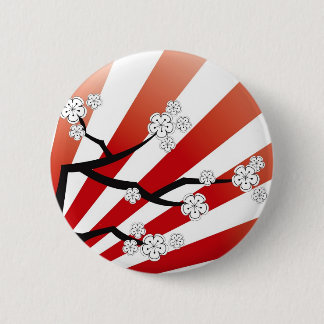 Kirschblüte-Sonnenaufgang-weißer Button