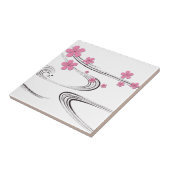 Kirschblüte über Fluss- Japaner-Entwurf Fliese (Seite)
