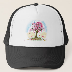Kirschblüte und blauer Vogel Truckerkappe