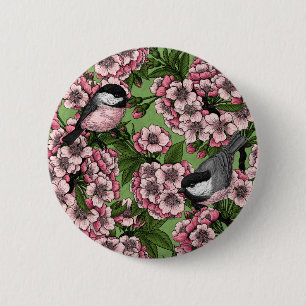 Kirschblüte und Kichererbsen auf Grün Button