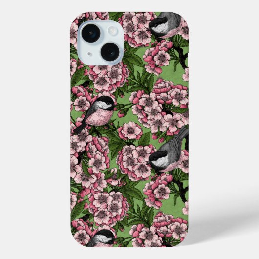 Kirschblüte und Kichererbsen auf Grün Case-Mate iPhone Hülle (Rückseite)