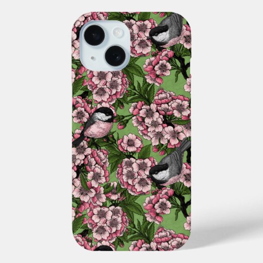 Kirschblüte und Kichererbsen auf Grün Case-Mate iPhone Hülle (Rückseite)
