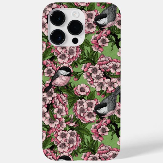 Kirschblüte und Kichererbsen auf Grün Case-Mate iPhone Hülle (Rückseite)