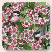 Kirschblüte und Kichererbsen auf Grün Getränkeuntersetzer (Vorderseite)