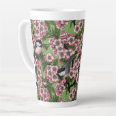 Kirschblüte und Kichererbsen auf Grün Milchtasse (Linke Ecke)