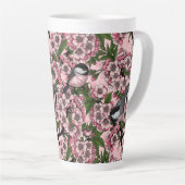 Kirschblüte und Kichererbsen auf rosa Milchtasse (Rechte Ecke)