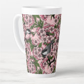 Kirschblüte und Kichererbsen auf rosa Milchtasse (Linke Ecke)