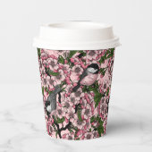 Kirschblüte und Kichererbsen auf rosa Pappbecher (Rückseite)