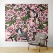 Kirschblüte und Kichererbsen auf rosa Wandteppich (Beispiel (Horizontal))