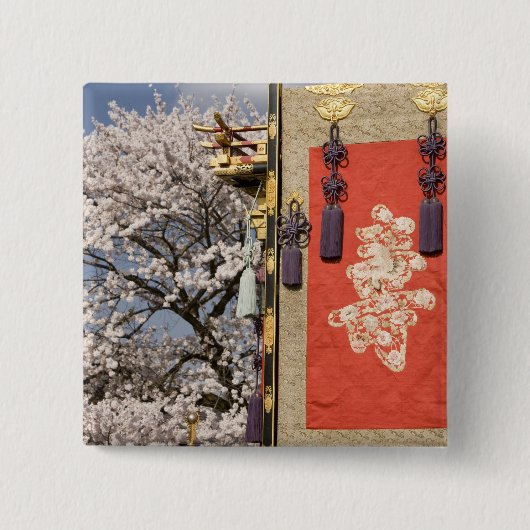 Kirschblüte und Seidenbänder Button (Vorderseite)