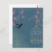 Kirschblüte und Vogelkäfig-Postkarte, einzigartig Postkarte (Vorne/Hinten)