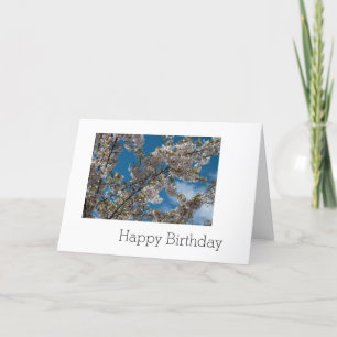 Kirschblüte unter blauem Himmel. Alles Gute zum Ge Karte