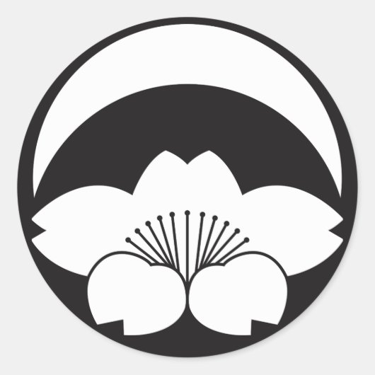 Kirschblüte unter Halbmond Runder Aufkleber (Vorderseite)