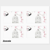 Kirschblüte, Vogel, Vogelkäfig - originell, stilvo Rechteckiger Aufkleber (Blatt)