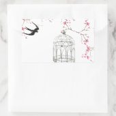 Kirschblüte, Vogel, Vogelkäfig - originell, stilvo Rechteckiger Aufkleber (Tasche)