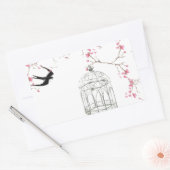 Kirschblüte, Vogel, Vogelkäfig - originell, stilvo Rechteckiger Aufkleber (Umschlag)