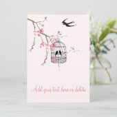 Kirschblüte, Vogelkäfig, Vogelkarte, einladen Einladung (Stehend Vorderseite)