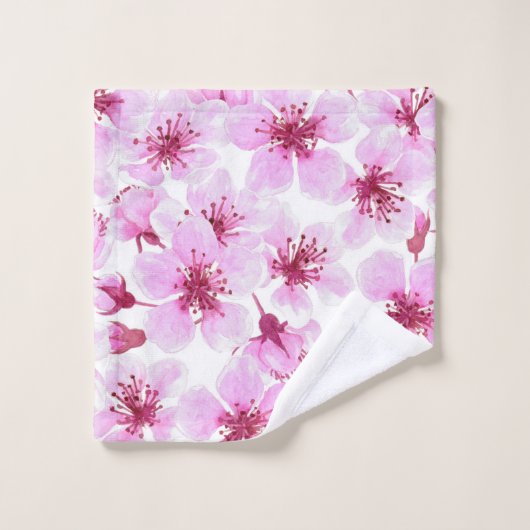 Kirschblüte Wasserfarbe Badhandtuch Set (Waschlappen)